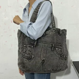 Washed Denim Women big Totes Cowboy Shoulder Bags Large capacity fashion Designer ladies shopping bag Student commute handbag