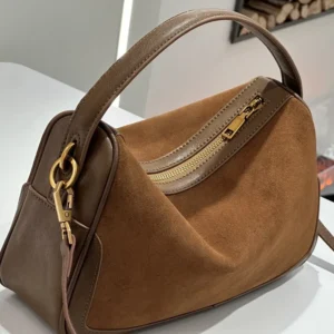 Soft Curve Suede Handbag