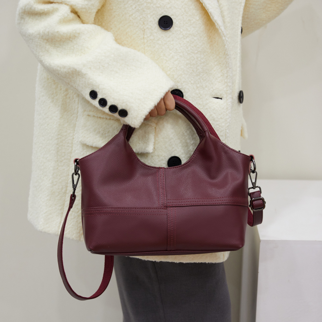 Maris Lightweight Stitching Leather Handbag - high quality handbag | Jalpen.com